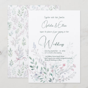 Wild flower Pastel Modern Typography wedding Invitation