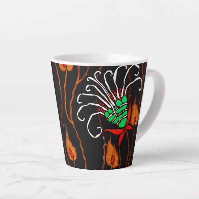 Wild Flower Pattern Latte Mug (Right Angle)
