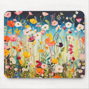 Wild Flower Poppy Concept Abstract Colourful Art Mouse Pad