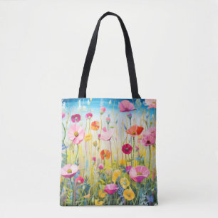 Wild Flower Poppy Concept Abstract Colourful Art Tote Bag