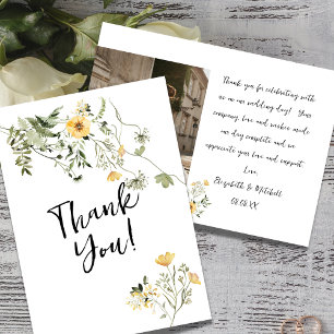 Wild flower sage green wedding thank you card