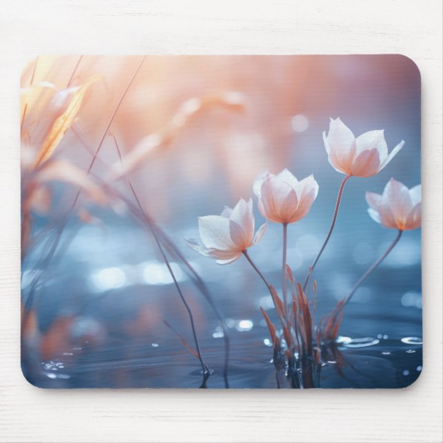 Wild flower Water Nature Serene Tranquil Mouse Pad (Front)
