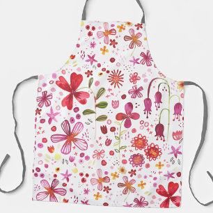 Wild Flower Watercolor Apron