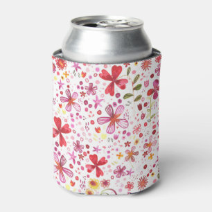 Wild Flower Watercolor Can Cooler