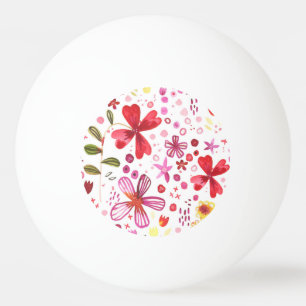 Wild Flower Watercolor Ping Pong Ball