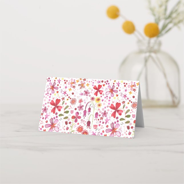 Wild Flower Watercolor Place Card (Front)