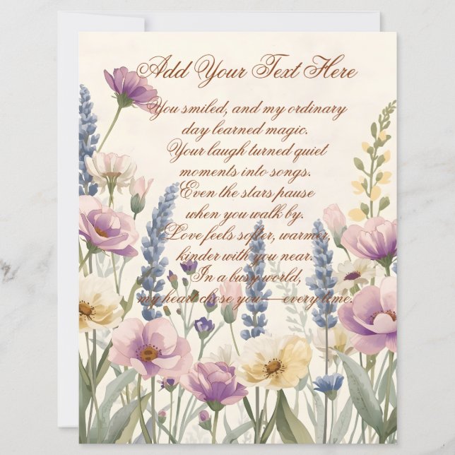 Wild Flower with Custom Text Scrapbook Paper (Front)