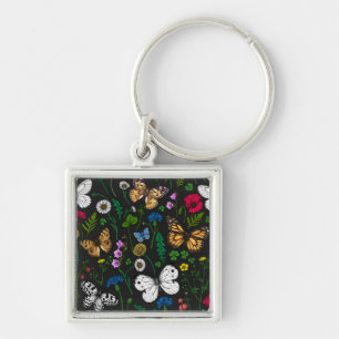 Wild flowers and butterflies 2 key ring