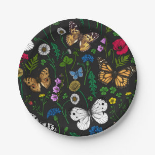 Wild flowers and butterflies 2 paper plate