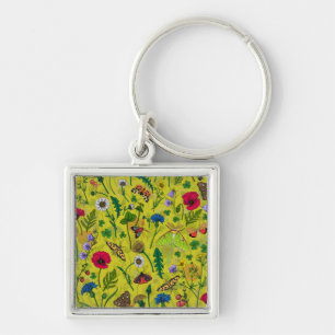 Wild flowers and butterflies keychain