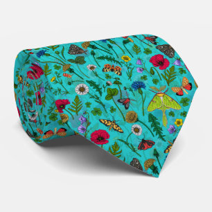 Wild flowers and butterflies neck tie