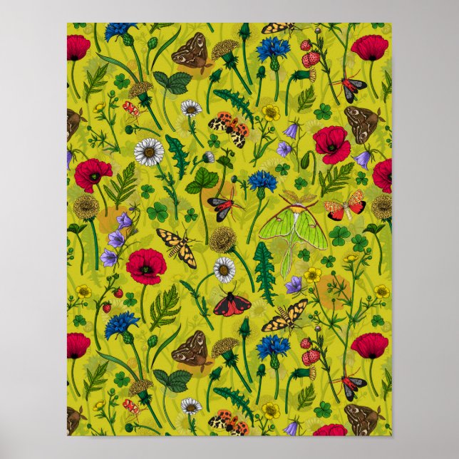 Wild flowers and butterflies poster (Front)