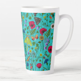 Wild flowers and moths latte mug