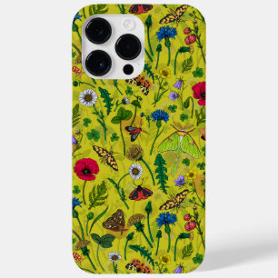 Wild flowers and moths on green Case-Mate iPhone 14 pro max case
