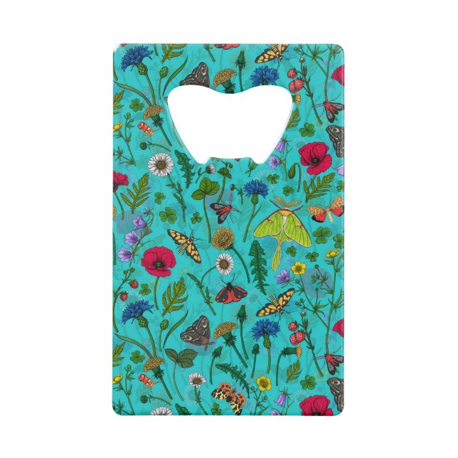 Wild flowers and moths on teal (Front)