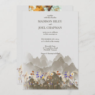 Wild flowers and photos Wedding Invitation