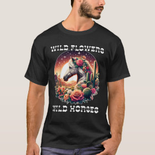 Wild Flowers and Wild Horses Vintage Sunset Countr T-Shirt
