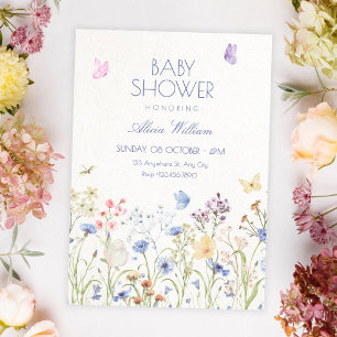 Wild flowers baby shower invitation