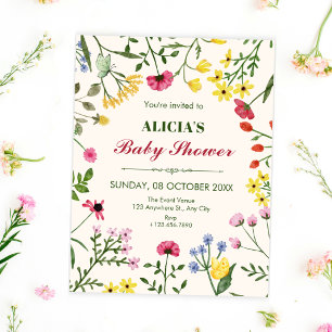 Wild flowers baby shower invitation