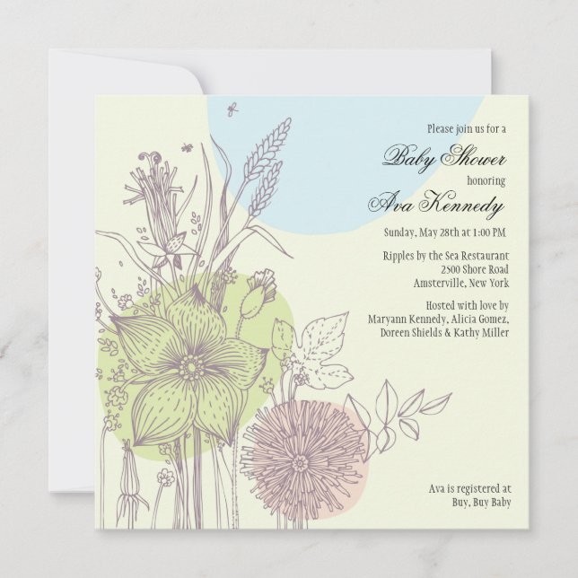 Wild Flowers Baby Shower Invitation (Front)