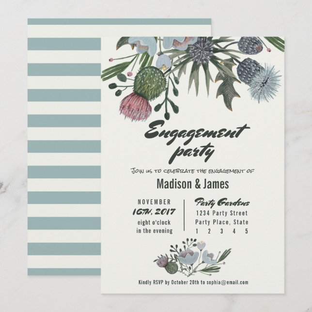 Wild Flowers | blue | Engagement Party Invitations (Front/Back)