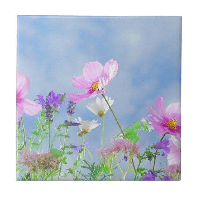 Wild Flowers Blue Sky Tile (Front)