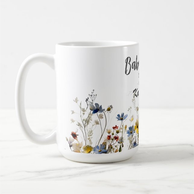 Wild Flowers Botanical Boho Baby Shower Coffee Mug (Left)