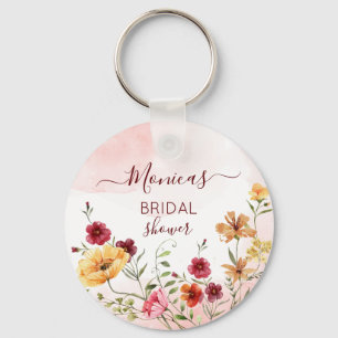 Wild flowers bridal shower favors personalized key ring