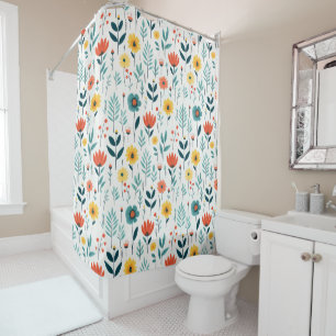 Wild Flowers Colourful Pattern Shower Curtain