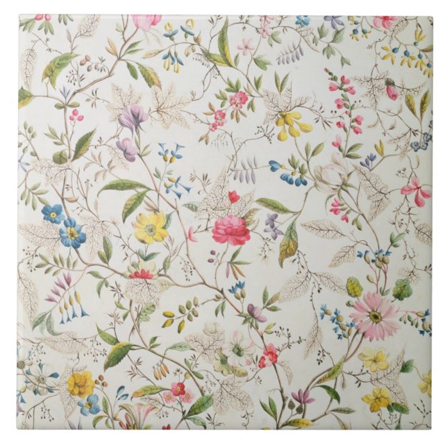 Wild flowers design for silk material, c.1790 (w/c tile (Front)