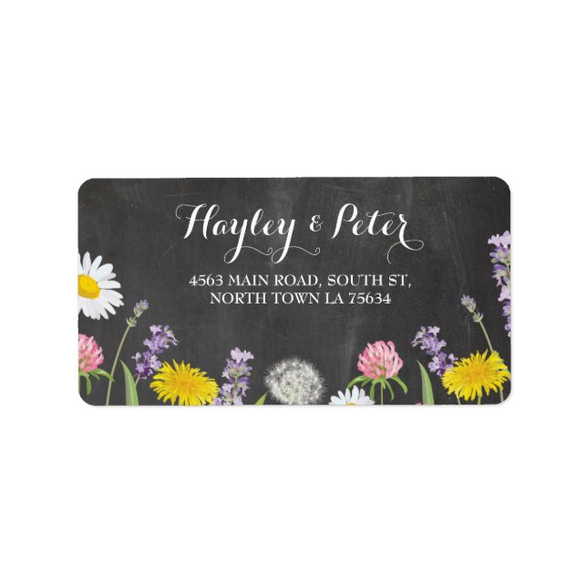Wild Flowers Elegant Chalk Address Labels Stickers (Front)