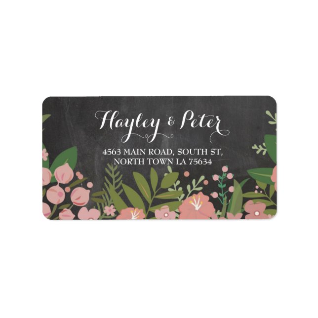 Wild Flowers Elegant Chalk Address Labels Stickers (Front)