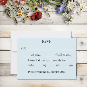 Wild Flowers Floral Blue Mushrooms RSVP Card