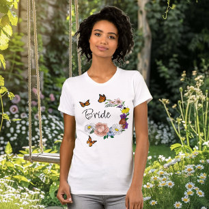 Wild flowers Floral Blue Mushrooms T-Shirt