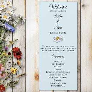 Wild Flowers Floral Blue Mushrooms Wedding Programme