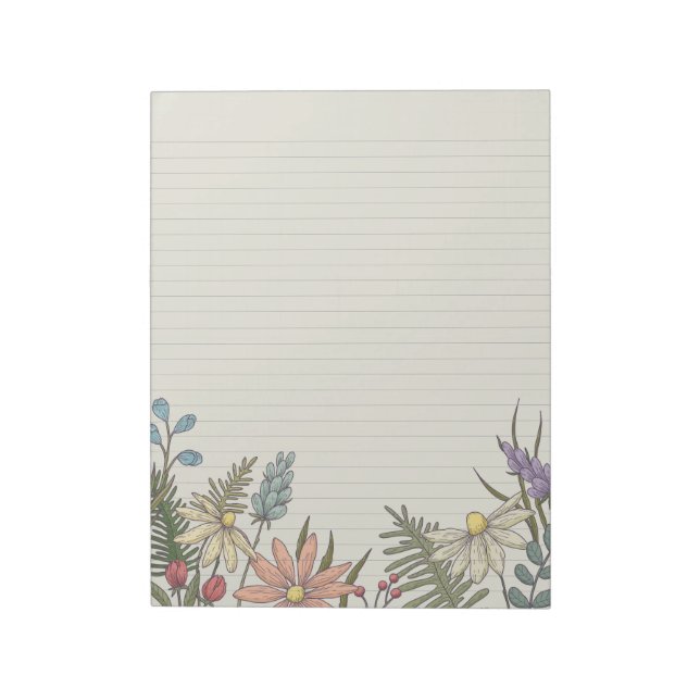 Wild Flowers Floral Stationery Lined Notepad (Rotated)