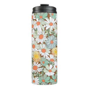 Wild flowers floral, vintage seamless pattern. thermal tumbler