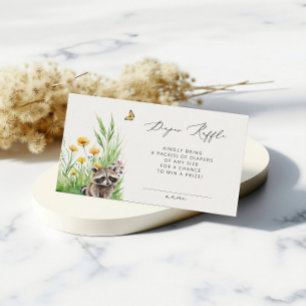 Wild Flowers Forest Cute Racoon Diaper Raffle  Enclosure Card