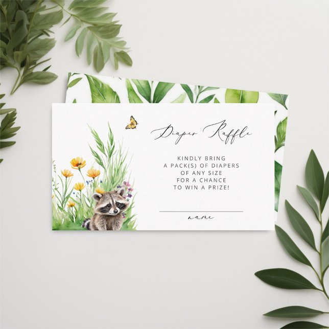 Wild Flowers Forest Cute Racoon Diaper Raffle  Enclosure Card (Creator Uploaded)