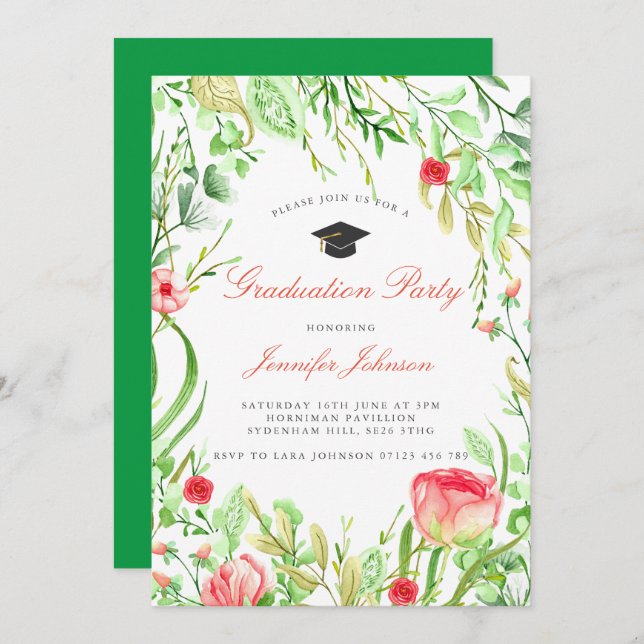 Wild Flowers Garden Graduation Party Invitation (Front/Back)