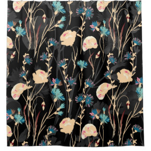 Wild flowers illustrations. Vintage seamless patte Shower Curtain