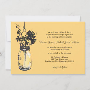 Wild flowers & Mason Jar Wedding Invitations