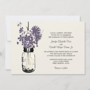 Wild flowers & Mason Jar Wedding Invitations