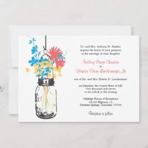 Wild flowers & Mason Jar Wedding Invitations
