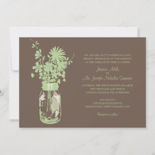 Wild flowers & Mason Jar Wedding Invitations