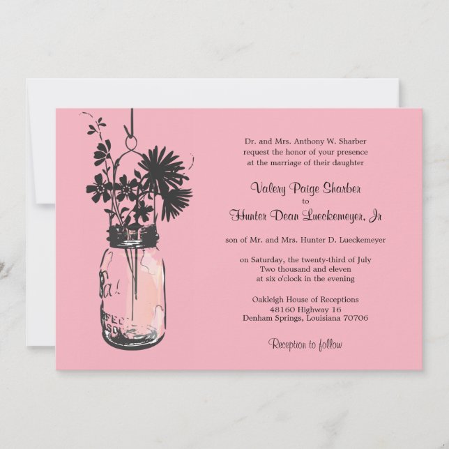Wild flowers & Mason Jar Wedding Invitations (Front)