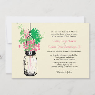 Wild flowers & Mason Jar Wedding Invitations