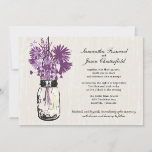 Wild flowers & Mason Jar Wedding Invitations
