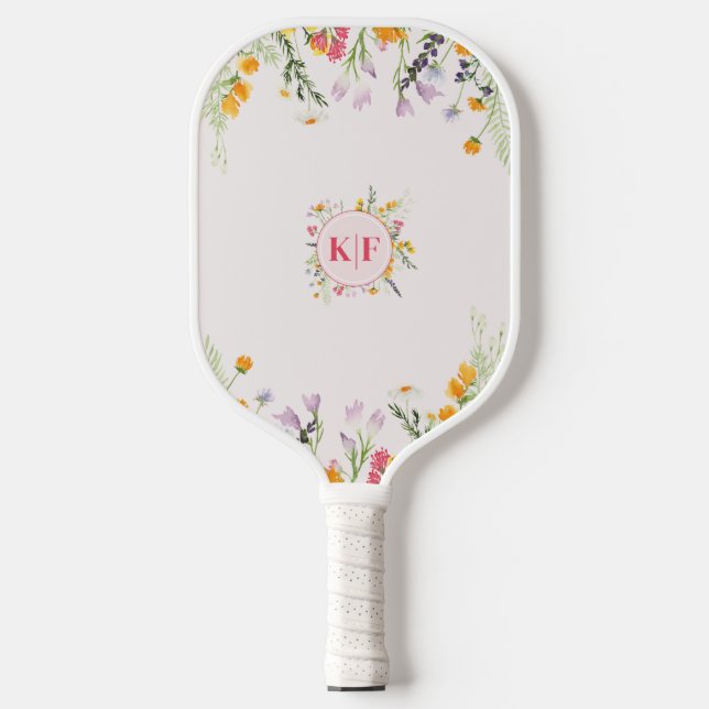 Wild flowers Monogram Pickleball Paddle (Front)