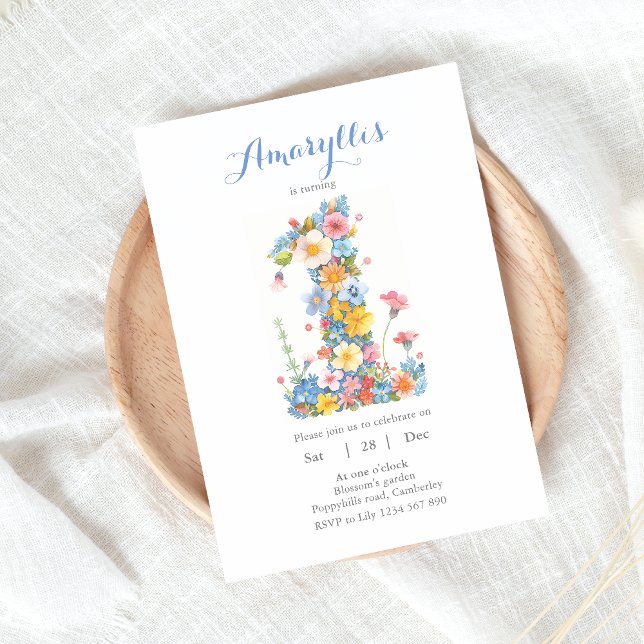 Wild Flowers Number 1 Birthday Invitation (Creator Uploaded)